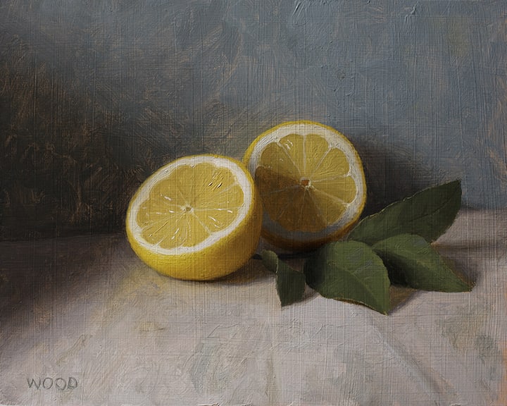 Justin Wood, Sliced Lemon with Leaves, 2022