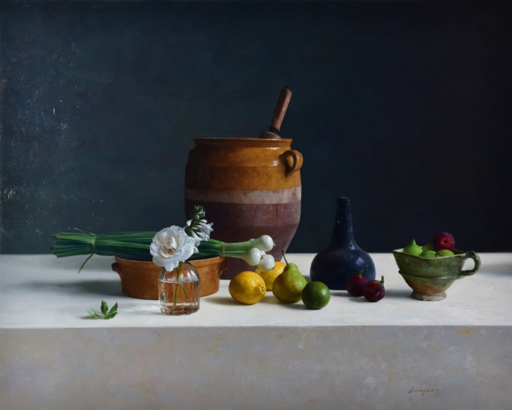Qiangli Liang, Tafel met fruit en gele pot, 2017