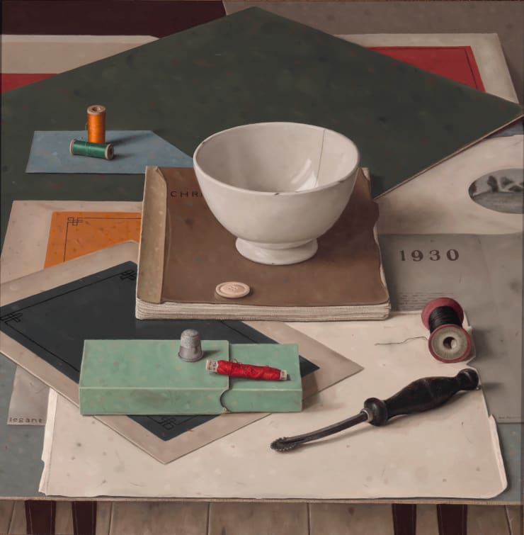 Dennis Møgelgaard, Still life with bowl and sew things, 2021