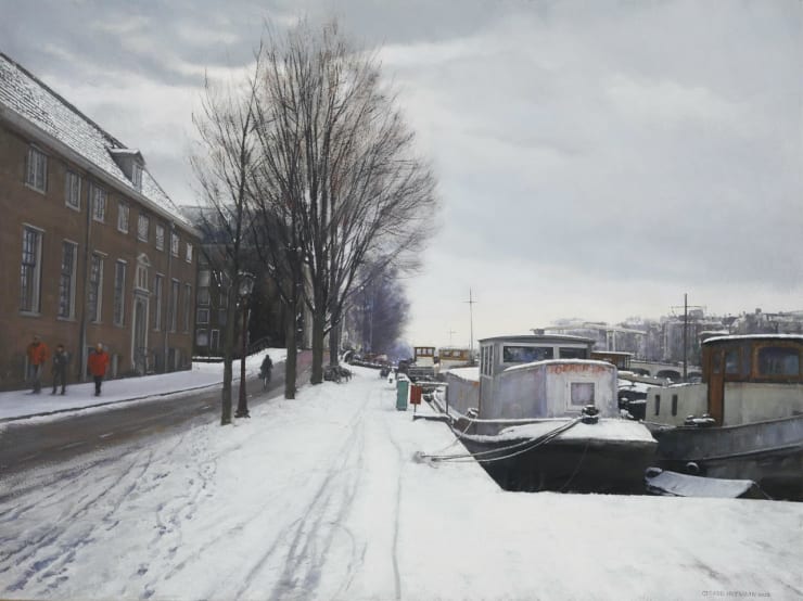 Gerard Huysman, Boten aan besneeuwde kade, 2023
