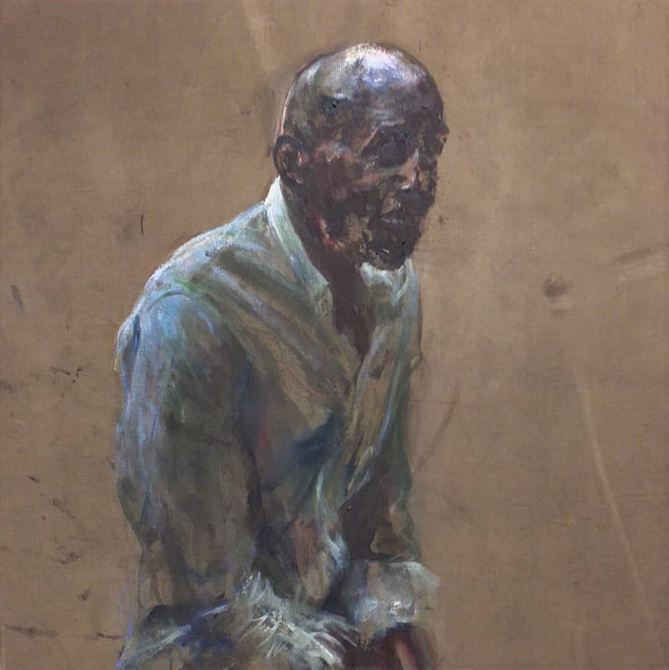 Sam Drukker, Zittende man met witte blouse, 2019