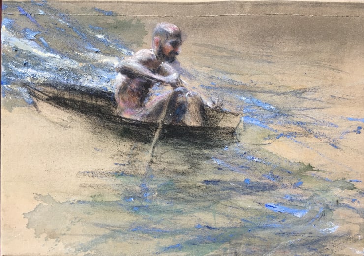 Sam Drukker, Man in boot op zee, 2017