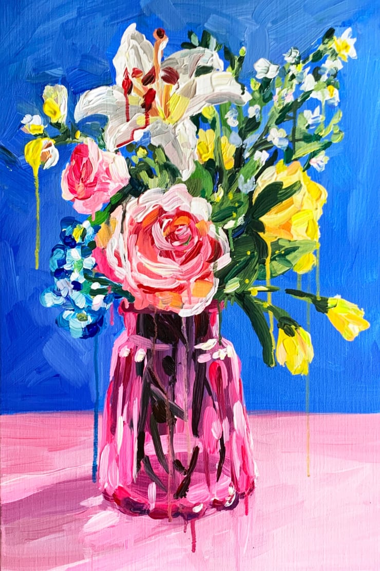 Alice De Vliegher, Flowers in pink vase, 2024