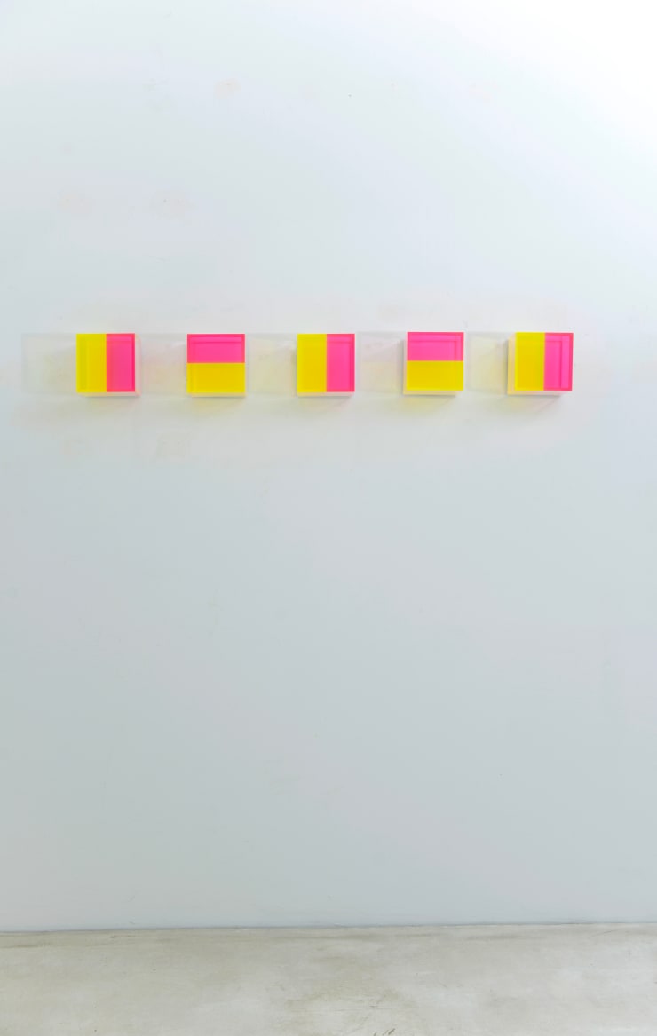 Regine Schumann, colormirror transparent double fluo red and orange cologne, 2023