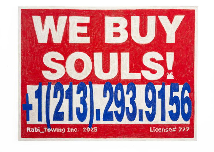 we buy souls painting with a phone number (red, white and blue)