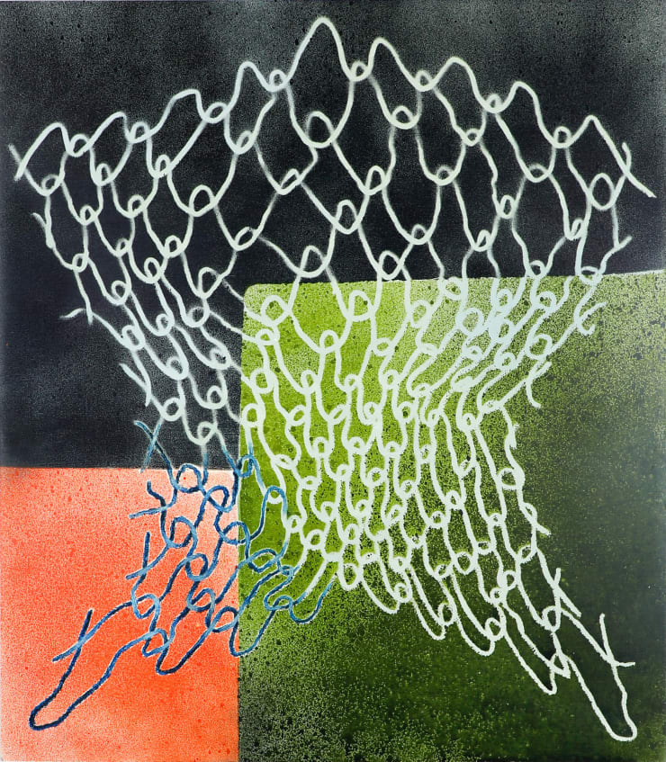 abstract painting of a fence by Michael Diamond