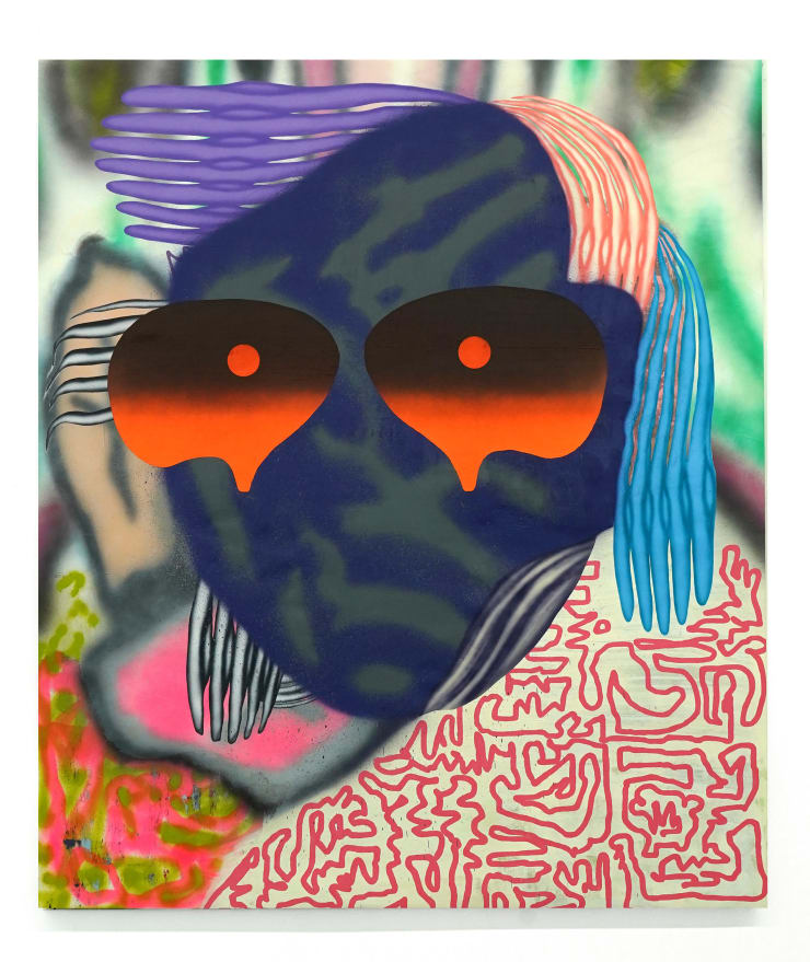 abstract painting of a face with sunglasses