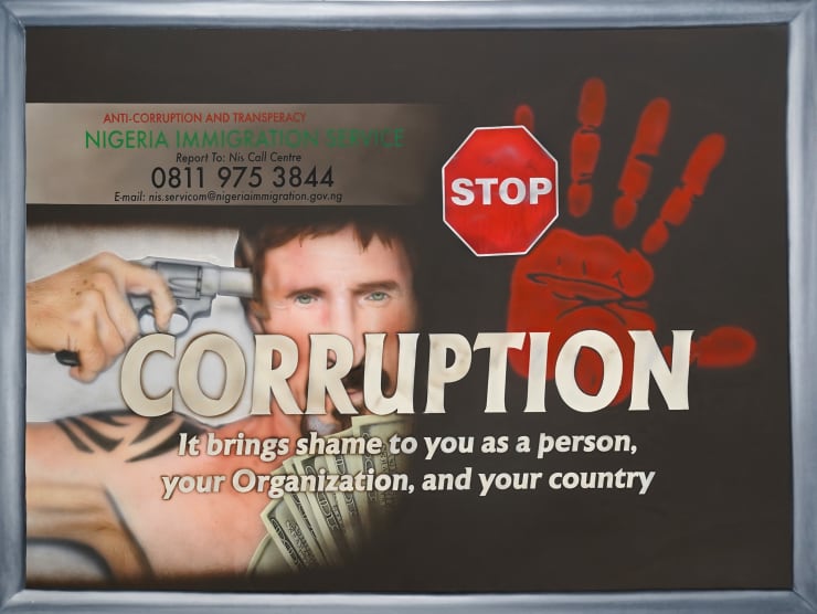 painting of a corruption sign