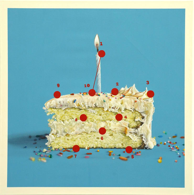 painting of a birthday cake with sprinkles