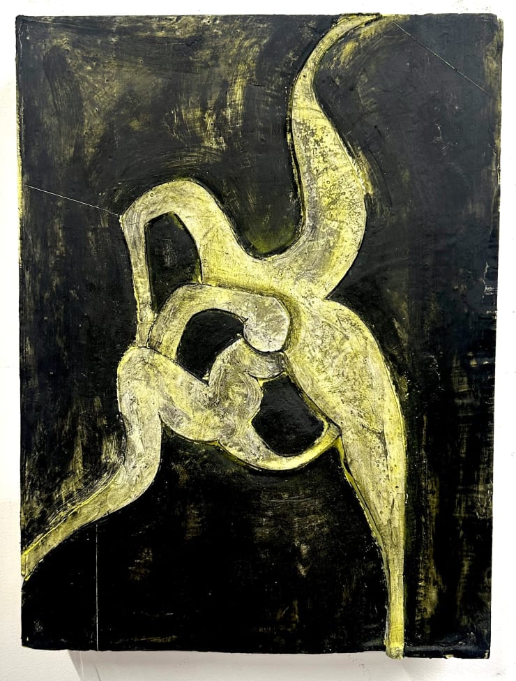 abstract yellow and black painting