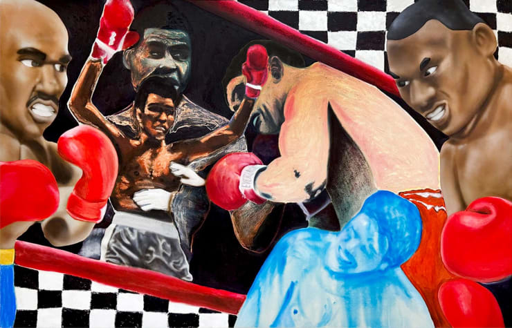 painting of a boxing match by Landon Pointer