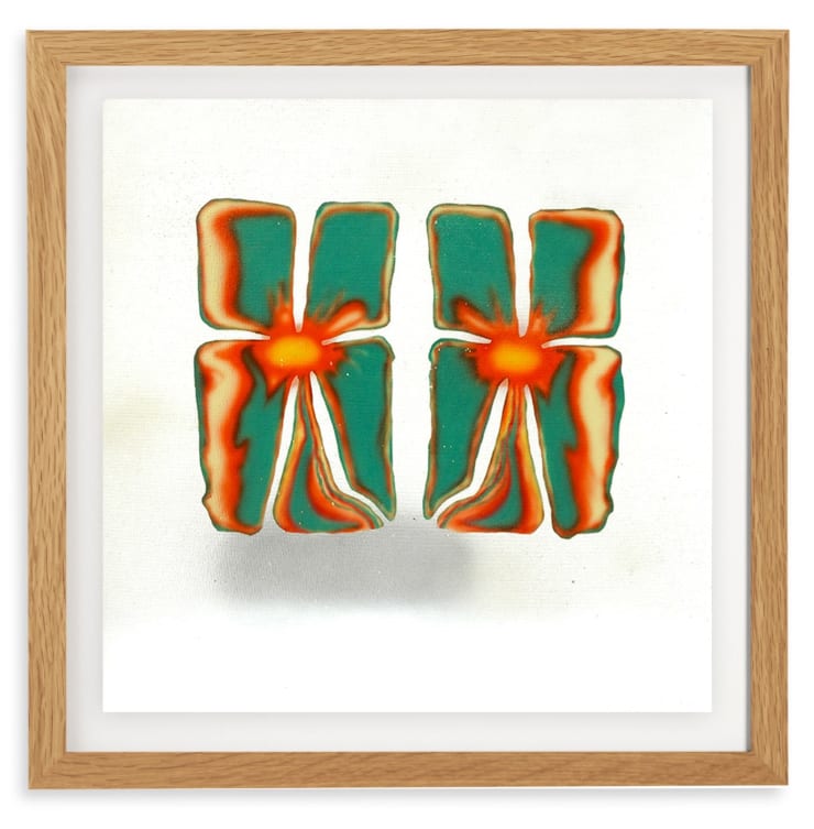 abstract flower painting in a frame