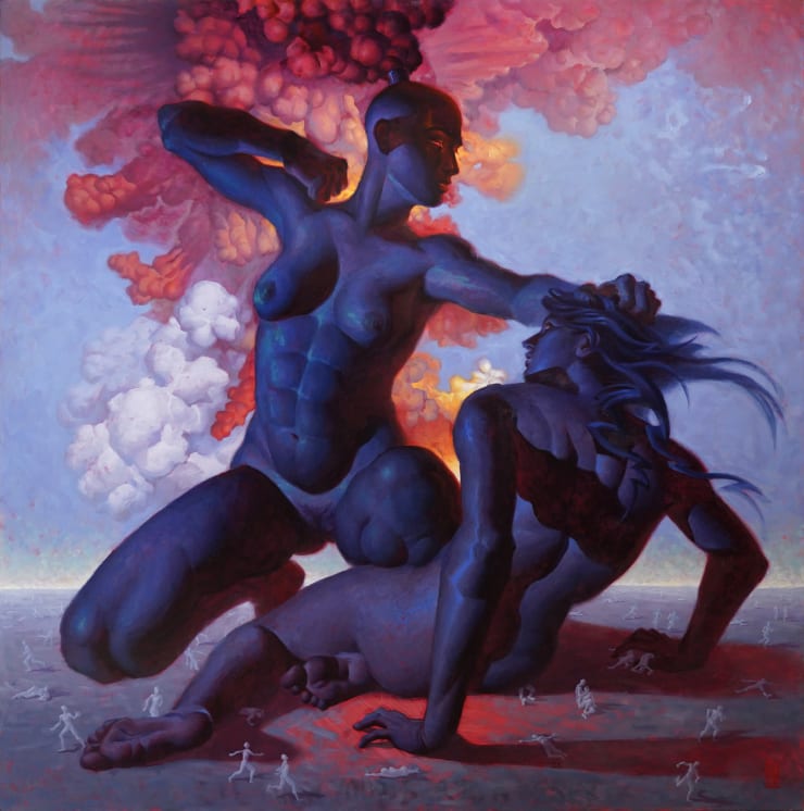 painting of two woman fighting by jordan tacker