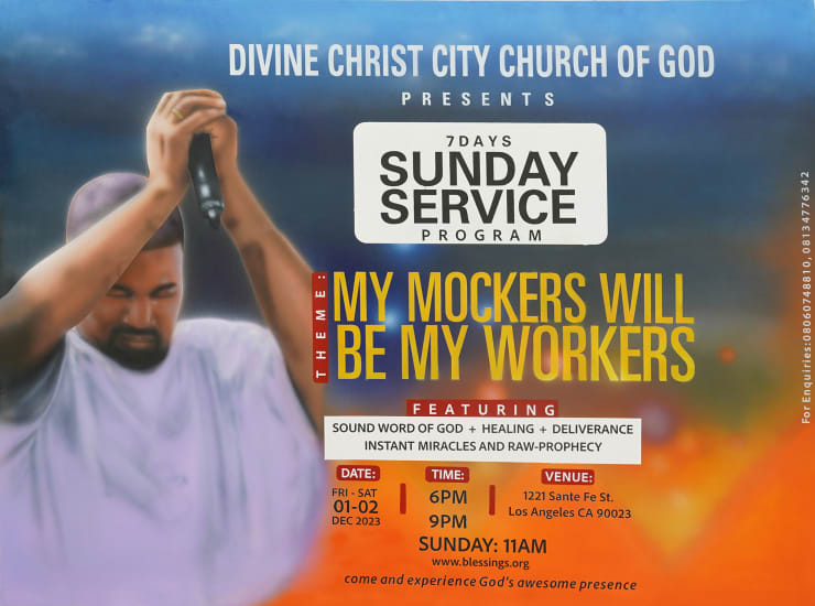 Painting of a sunday service billboard featuring kanye west