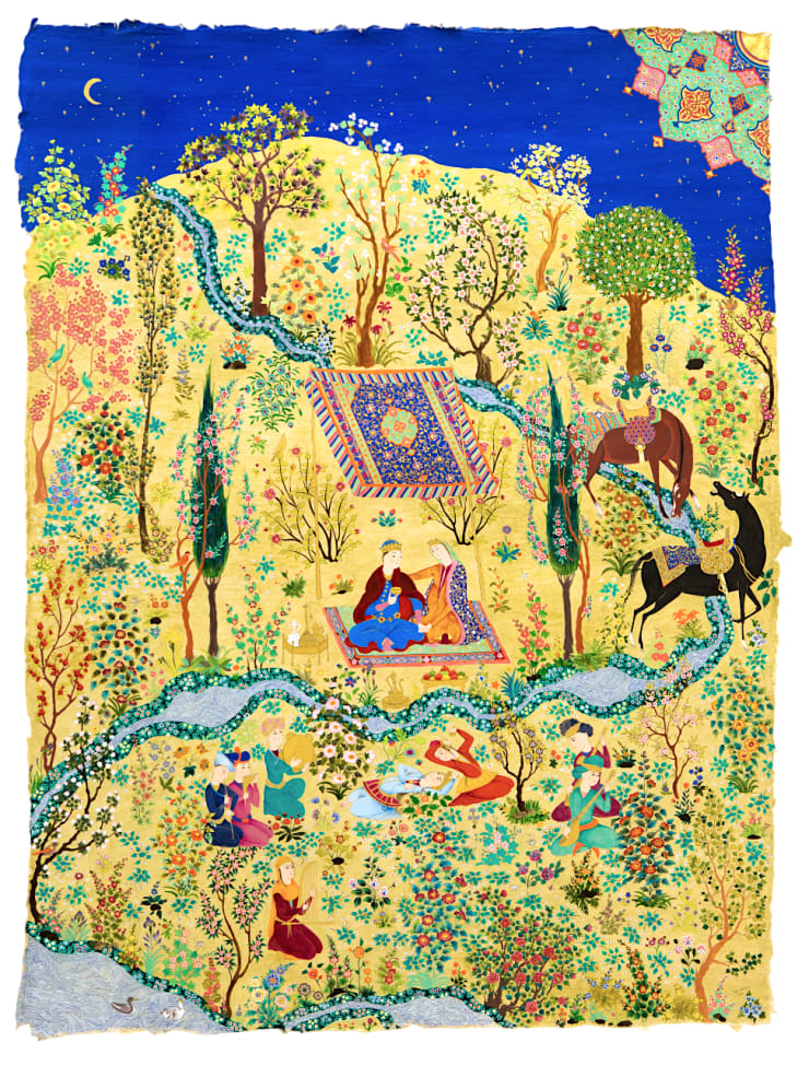 The Secret Garden, 2018 Handmade pigments, 24ct gold on handmade hemp paper 121.9 x 92.1 cm 48 x 36 1/4 in