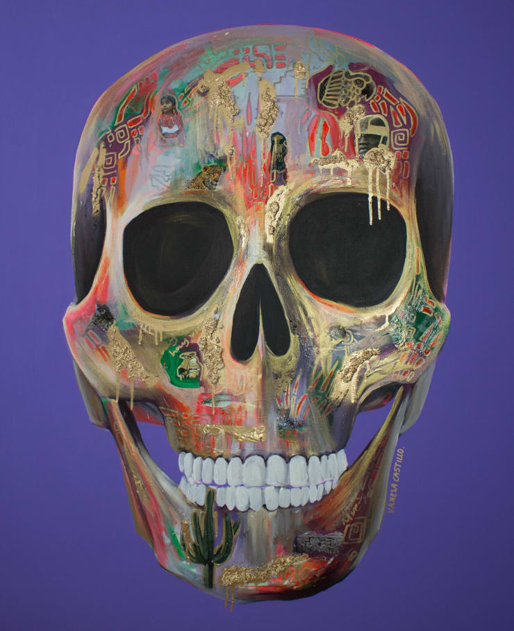 Vanesa Castillo, Calavera fondo violeta, 2022