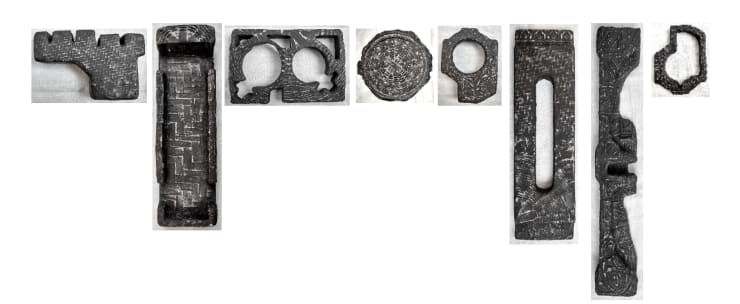 Dinar Sultana, Crafted fossils casted on byproduct of our time, 2024