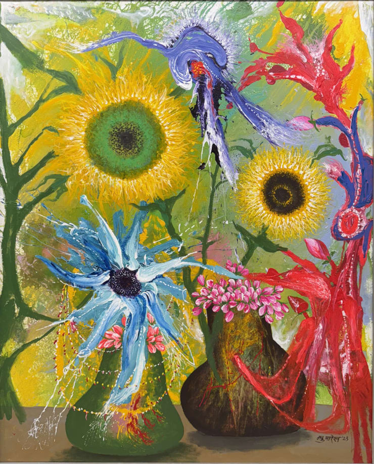 Manu Parekh, Morning prayer with sunflower, 2023