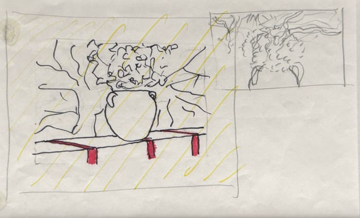 Untitled (wall with pot and trees)