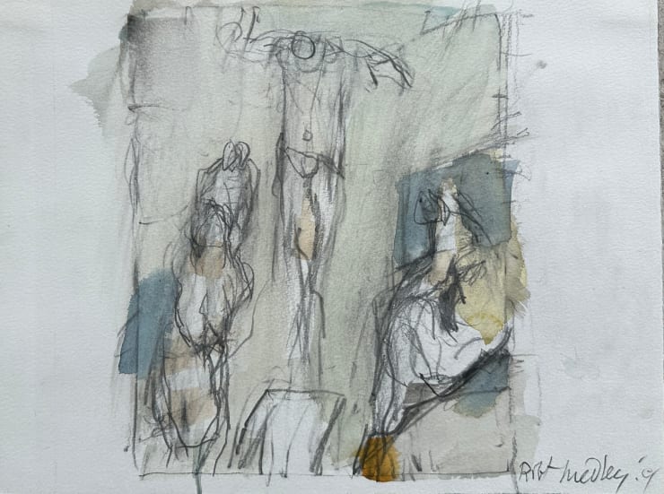 Robert Medley Study for A Crucifixion, c.1992 Pencil and water colour on paper 23 x 30.5 cms 9 x 12 ins Signed and numbered beneath the image