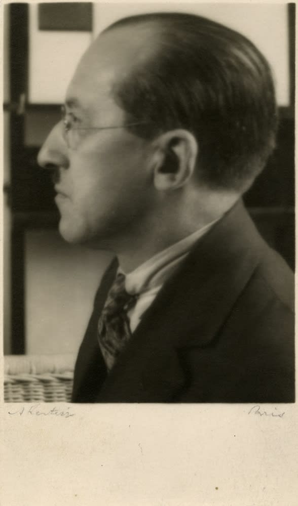 Portrait of Mondrian (carte postale, signed)