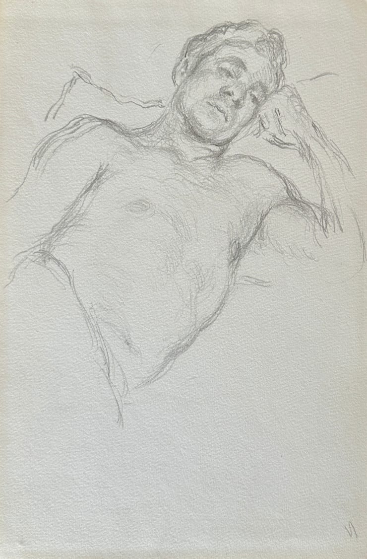Robert Medley Man in Bed, 1980 Pencil on paper 25.5 x 16.5 cms 10 1/16 x 6 7/16 ins
