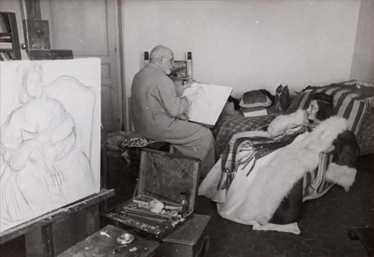 Henri Matisse drawing model. Nice, Cimiez district, February 1944