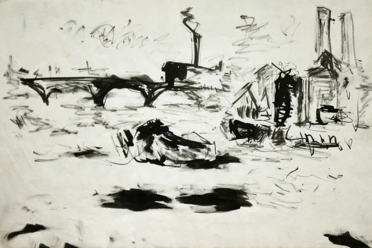 Untitled (River Landscape - the River Seine and outskirts of Paris?)