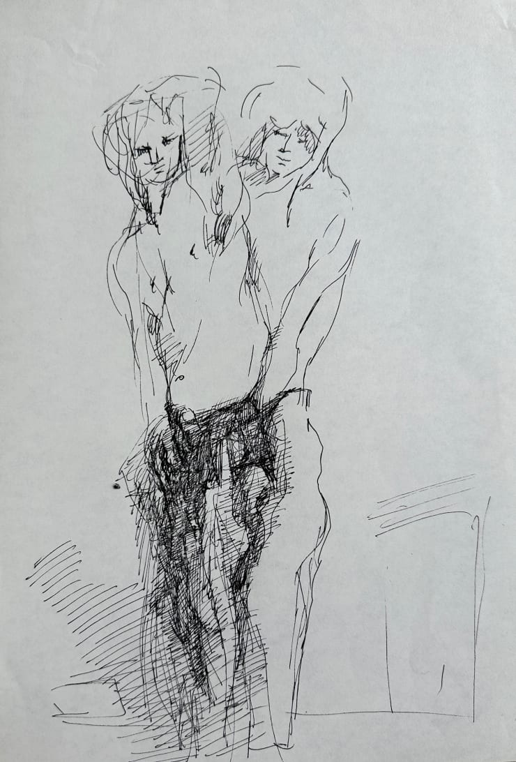 Robert Medley Untitled (Two Men Standing), c.1980 Pen on paper 30 x 21 cms 11 3/4 x 8 1/4 ins