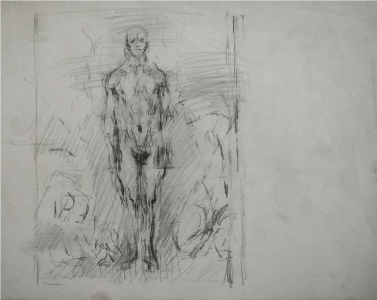 Robert Medley Study for Self Portrait after Watteau's Gilles, 1980 Pencil on paper 22.4 x 28.5 cms 8 13/16 x 11 3/16 ins
