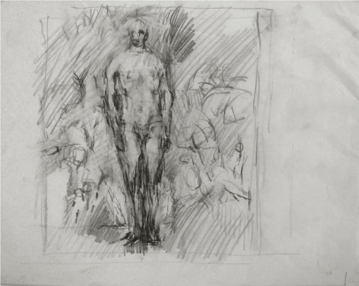 Robert Medley Study for Self Portrait after Watteau's Gilles, 1980 Pencil on paper 22.4 x 28.5 cms 8 13/16 x 11 3/16 ins