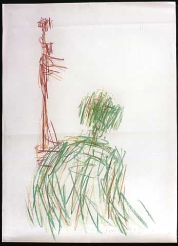 Two Figures (red/green/brown)