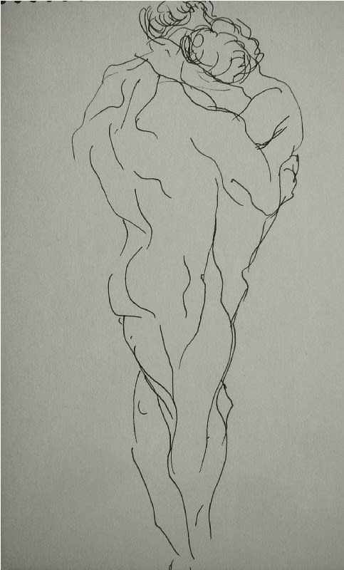 Robert Medley Two figures embracing Pen and Ink on Paper 18.1 x 10.9 cms 7 2/16 x 4 4/16 ins
