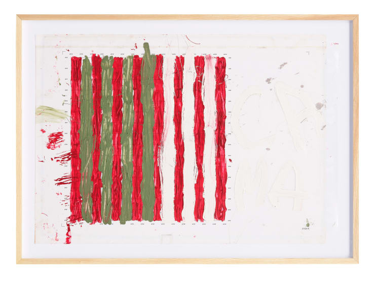 Marcus Camphoo Untitled I, 2023 Acrylic on transparency (mining map) framed 85cm x 116cm
