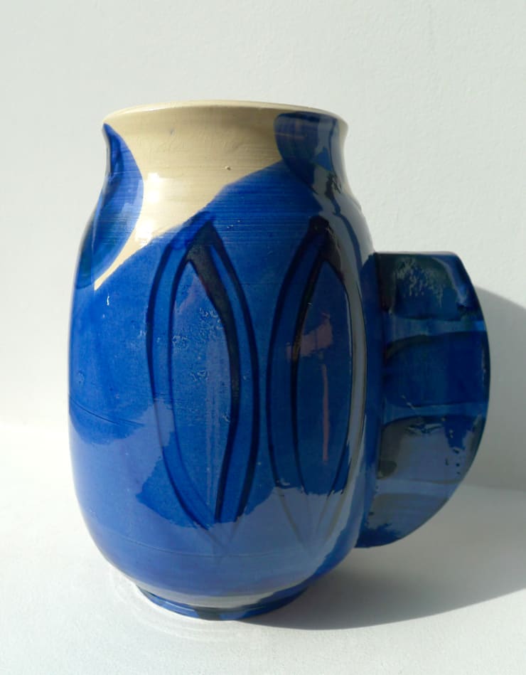 Tom Norris Single Blue Wing Vessel Earthenware Vessel 20 x 19 x 16 cm 7 7/8 x 7 1/2 x 6 1/4 inches