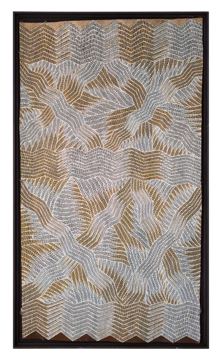 Manini Gumana Garrapara Bark painting 114cm x 65cm