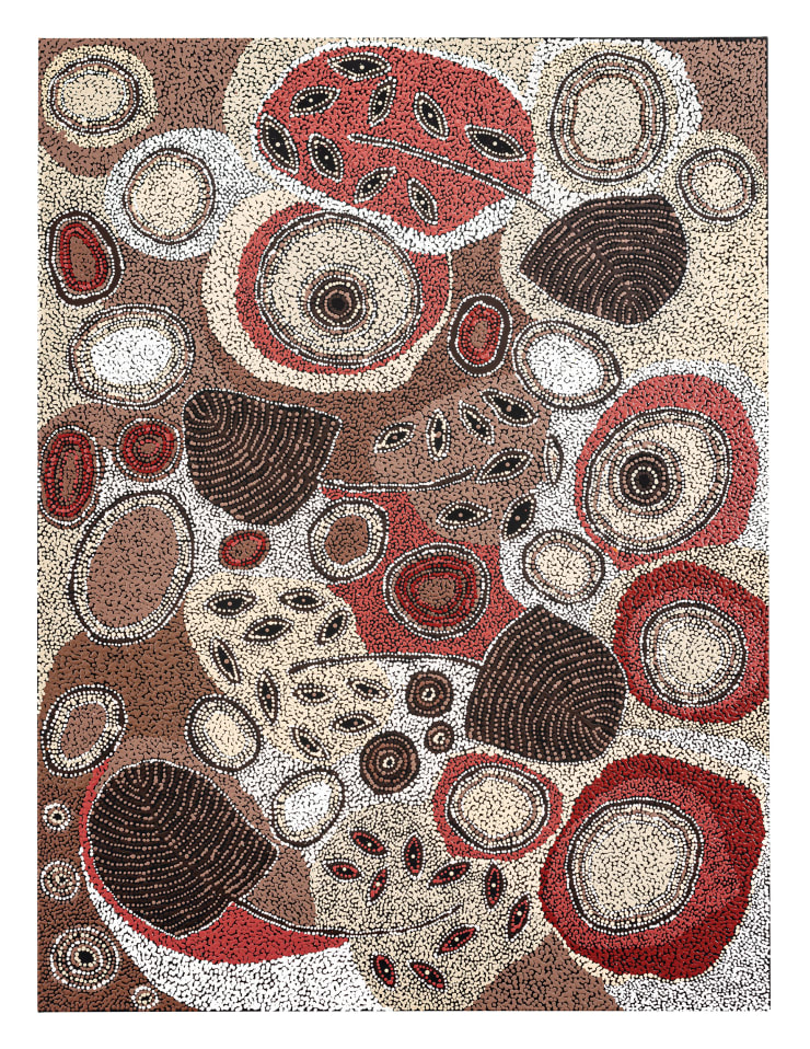 Alison Munti Riley Wanganu (Damper Seed) I, 2024 Acrylic on linen 120cm x 90cm