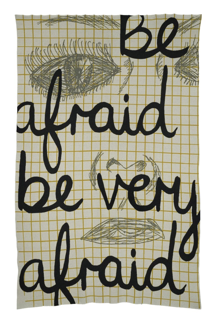 Freddie Robins Be Afraid, 2019 Machine knitted wool tapestry 300cm x 190cm