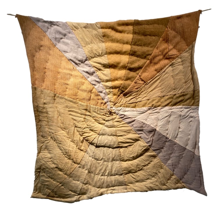 Hamish Halley Hay Quilt, 2022 Naturally dyed cotton, linen, wool, silk, and Scoths Timothy hay 103cm x 107cm
