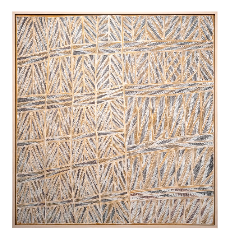 Mulkun Wirrpanda Dhuwa Painting on board 115cm x 121cm