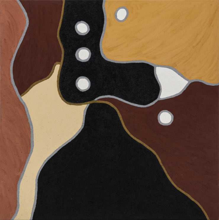 Lindsay Malay My Grandfather's Story, 2019 Natural ochre on canvas 120 x 120 cm 47 1/4 x 47 1/4 inches
