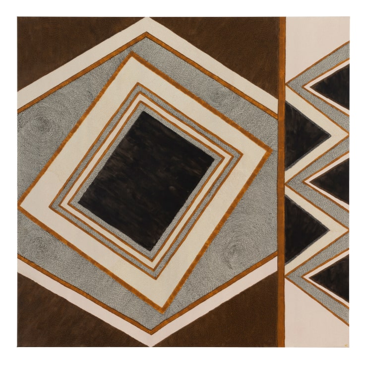 Konstantina Mari Budbili I, 2025 Ochre on linen 140cm x 139cm