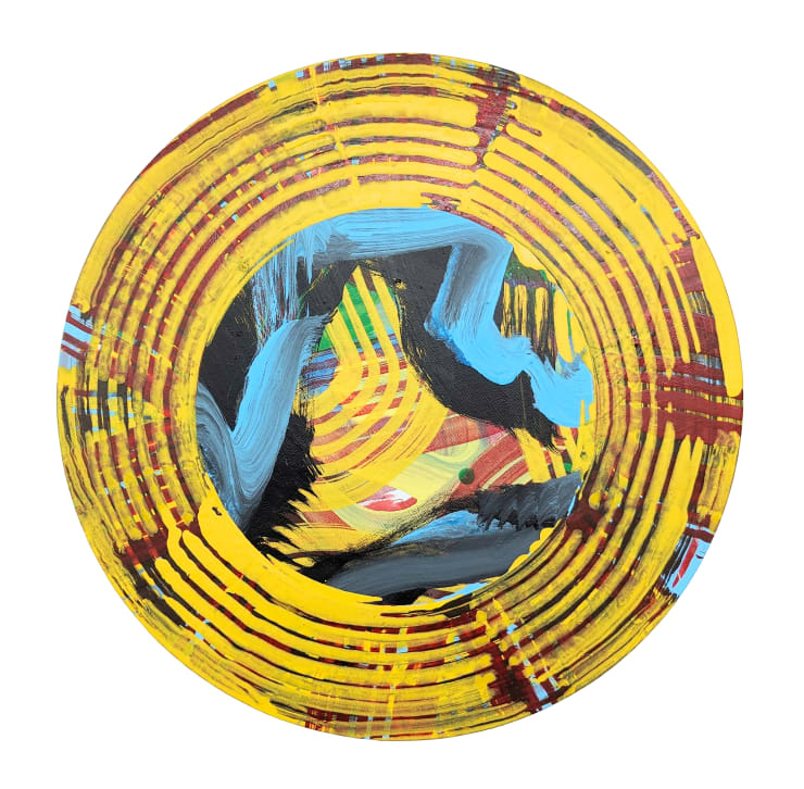 Tim Allen Voyage, 2025 Acrylic on canvas 40cm diameter