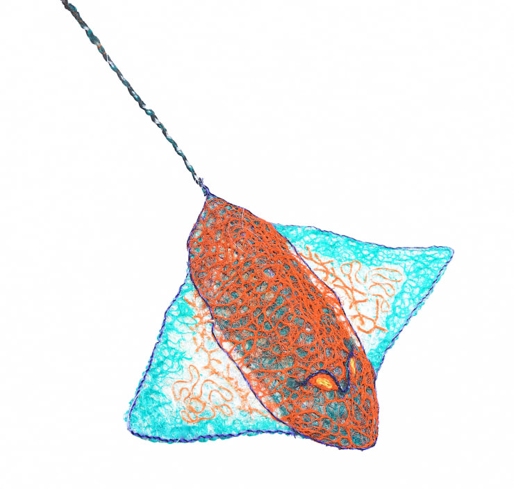 Racy Oui-Pitt Katiya, 2022 Ghost net, rope, twine over a wire frame 117cm x 75cm x 10cm