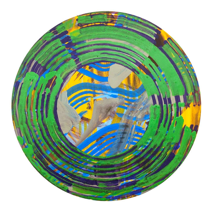 Tim Allen Gate, 2025 Acrylic on canvas 40cm diameter