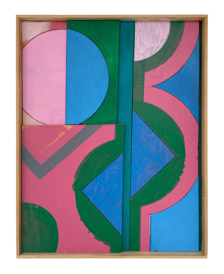 Dominic Beattie Garden Window, 2024 Ink, spray paint and varnish on birch ply panel 35cm x 29cm