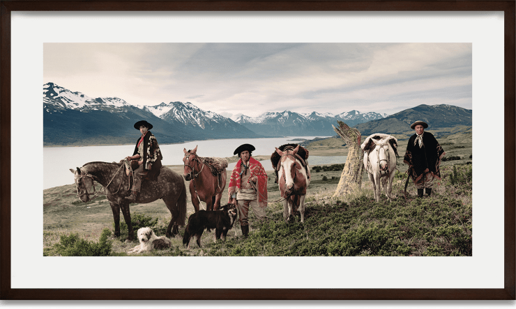 Jimmy Nelson, Christian Alejandro, Alfonso Mario & Requelme, Gauchos | Brazo Sur, Lake Argentino, Cerro Christal on horizon, Patagonia | Argentina, 2011