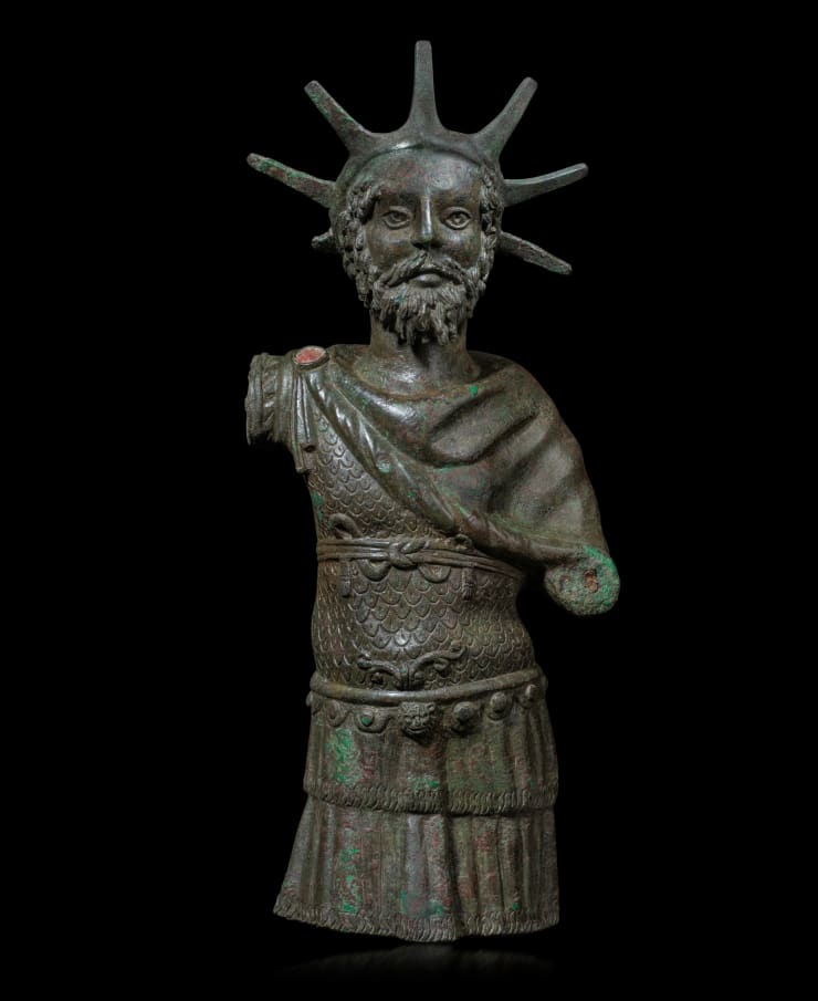 Roman, A Roman bronze figure of the emperor Marcus Aurelius, Antonine, AD 161 - 180