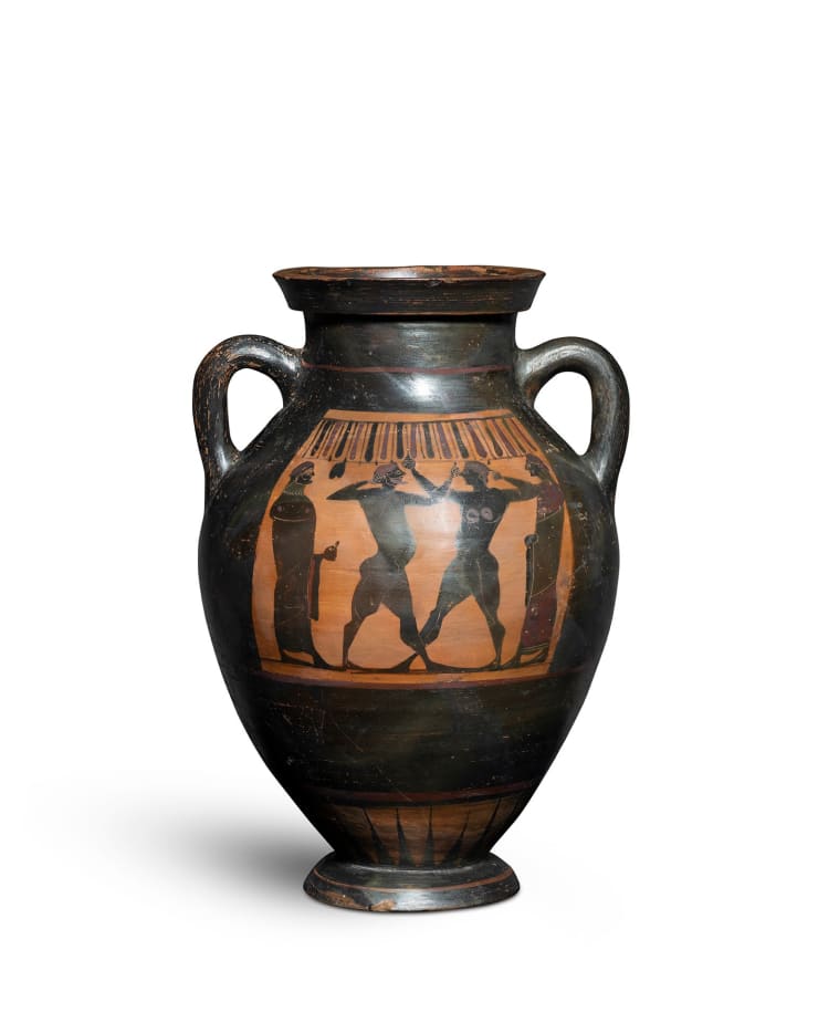 Greek, An Attic black-figure amphora of Type B, Archaic, circa 540 BC