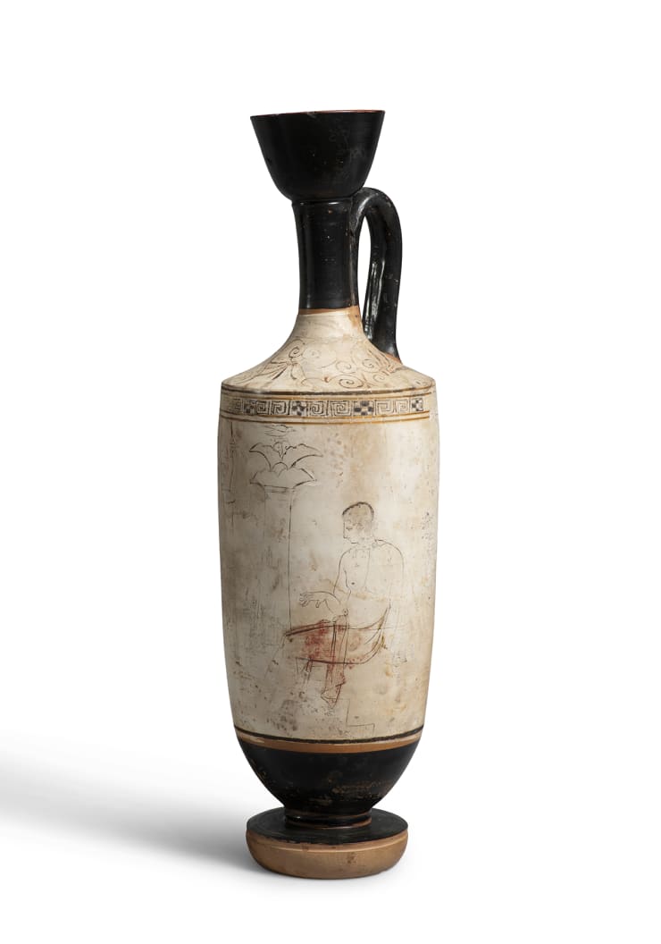 Greek, An Attic white-ground lekythos, attributed to the Quadrate Painter, circa 450 - 430 BC